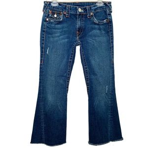 True Religion Flare Jeans Distress Frayed Hem S 31
